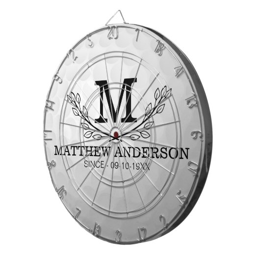 Aangepaste Golf Ball Pattern Name Monogram Age Dartbord (Voorkant Rechts)