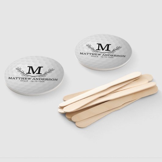 Aangepaste Golf Ball Pattern Name Monogram Age Handwaaier (Niet-gemonteerd)