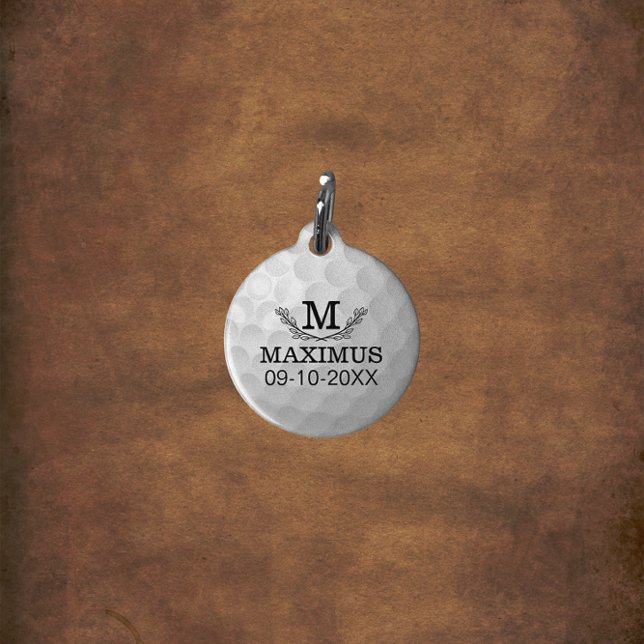 Aangepaste Golf Ball Pattern Name Monogram Age Huisdierpenning (Creator heeft geüpload)