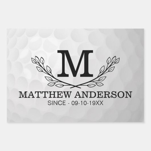 Aangepaste Golf Ball Pattern Name Monogram Age Inpakpapier Vel (Voorkant 3)