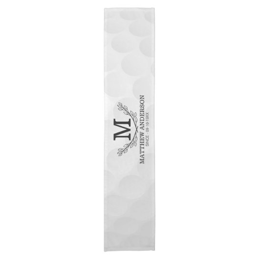 Aangepaste Golf Ball Pattern Name Monogram Age Korte Tafelloper (Voorkant)