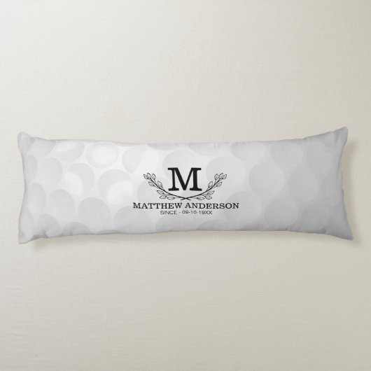 Aangepaste Golf Ball Pattern Name Monogram Age Lichaamskussen (Achterkant)