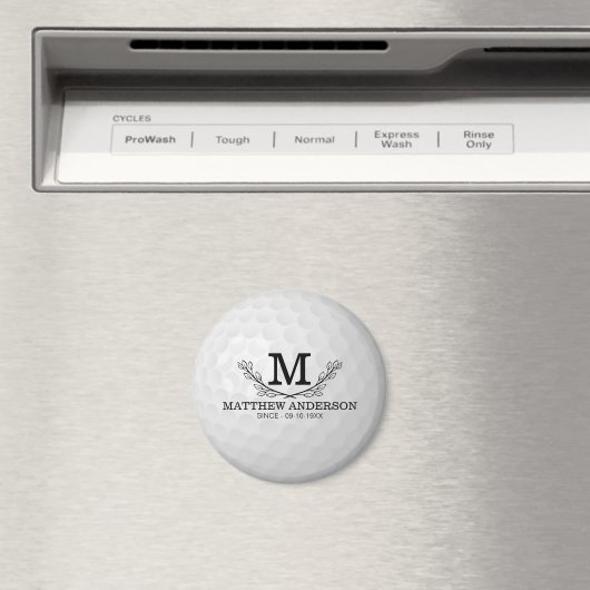 Aangepaste Golf Ball Pattern Name Monogram Age Magneet (Insitu (Vaatwasser))