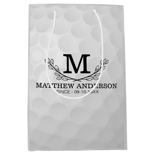 Aangepaste Golf Ball Pattern Name Monogram Age Medium Cadeauzakje (Voorkant)