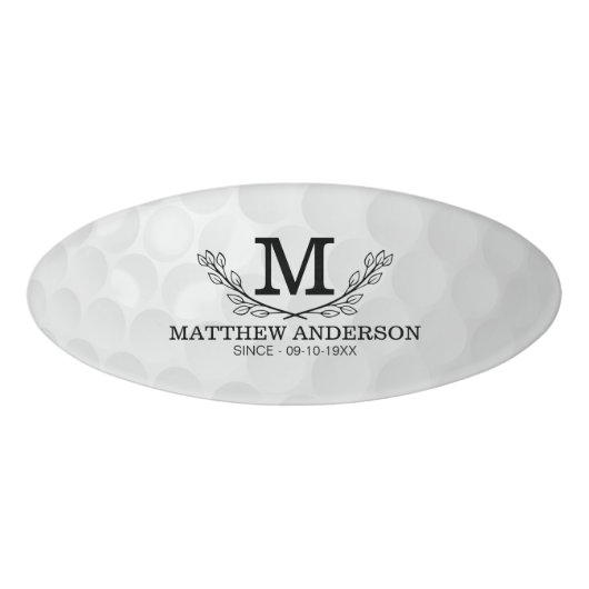 Aangepaste Golf Ball Pattern Name Monogram Age Naambadge (Voorkant)