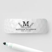 Aangepaste Golf Ball Pattern Name Monogram Age Naamplaatje (In situ)