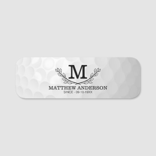 Aangepaste Golf Ball Pattern Name Monogram Age Naamplaatje (Voorkant)