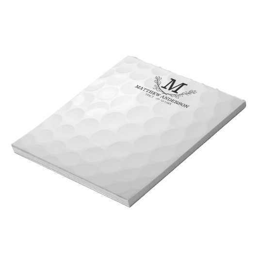 Aangepaste Golf Ball Pattern Name Monogram Age Notitieblok (Gedraaid)