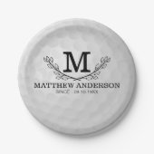 Aangepaste Golf Ball Pattern Name Monogram Age Papieren Bordje (Voorkant)