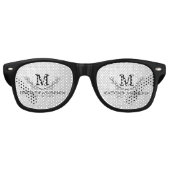 Aangepaste Golf Ball Pattern Name Monogram Age Retro Zonnebril (Voorkant)