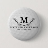 Aangepaste Golf Ball Pattern Name Monogram Age Ronde Button 5,7 Cm (Voorkant)