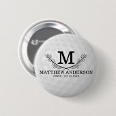 Aangepaste Golf Ball Pattern Name Monogram Age Ronde Button 5,7 Cm (Voorkant /achterkant)