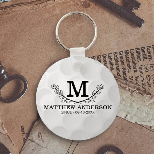 Aangepaste Golf Ball Pattern Name Monogram Age Sleutelhanger