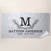 Aangepaste Golf Ball Pattern Name Monogram Age Strandlaken (Voorkant)