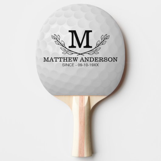 Aangepaste Golf Ball Pattern Name Monogram Age Tafeltennisbatje (Voorkant)
