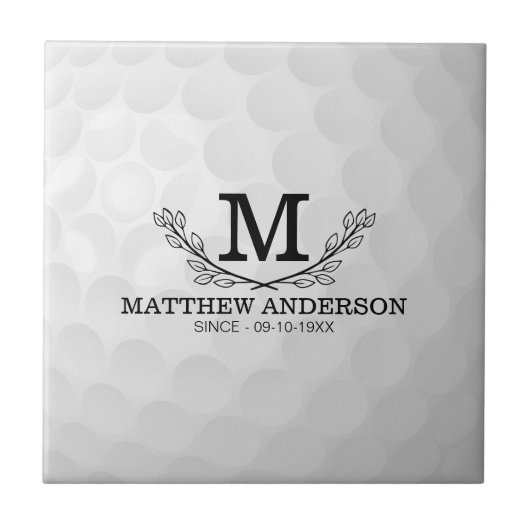 Aangepaste Golf Ball Pattern Name Monogram Age Tegeltje (Voorkant)