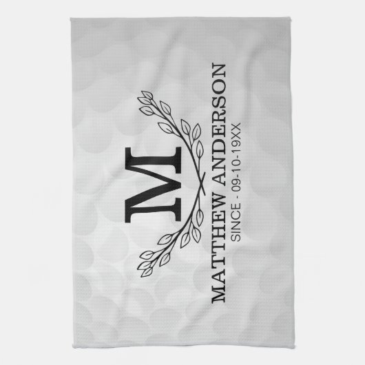 Aangepaste Golf Ball Pattern Name Monogram Age Theedoek (Verticaal)