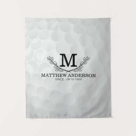 Aangepaste Golf Ball Pattern Name Monogram Age Wandkleed (Voorkant)