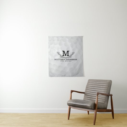 Aangepaste Golf Ball Pattern Name Monogram Age Wandkleed (In situ)