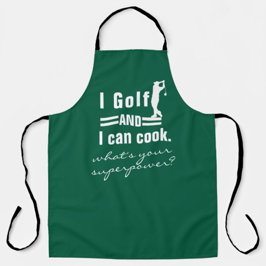 Aangepaste Golf BBQ Schort, Superpower Humor Chef Schort (Voorkant)