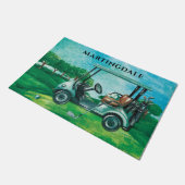Aangepaste Golf Cart Monogram Golfen Deurmat (Schuin)