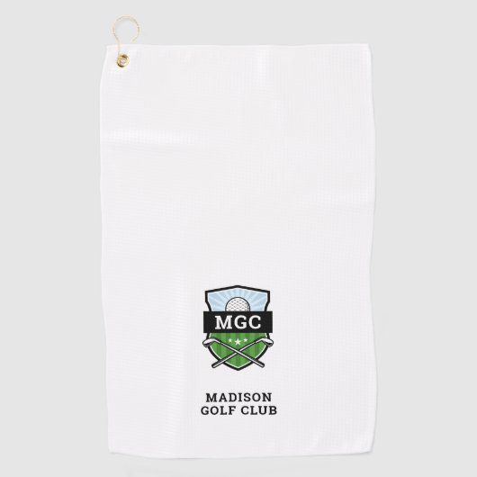 Aangepaste Golf Club Crest Monogram Golfhanddoek (Voorkant)