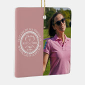 Aangepaste Golf Hole in One Foto Golfer Roze Keramisch Ornament (Rechts)