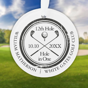 Aangepaste Golf Hole In One Retro Zwart En Wit Ornament