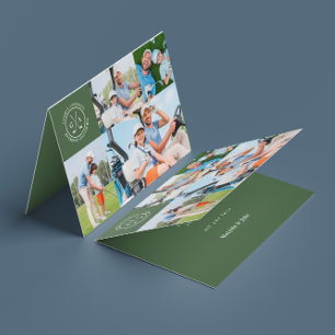 Aangepaste Golf Multi Foto Monogram Vaderdag Kaart