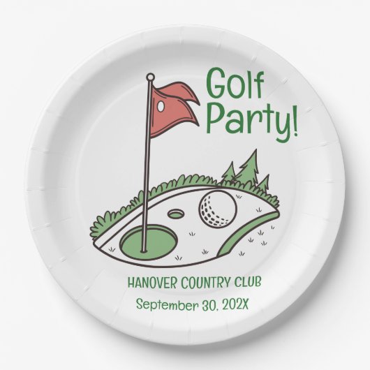 Aangepaste Golf Party Bord Locatie, datum (Voorkant)