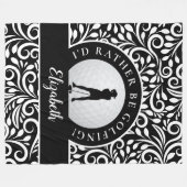 Aangepaste Golf Silhouet Modern Patroon Zwart Wit Fleece Deken (Voorkant (Horizontaal))