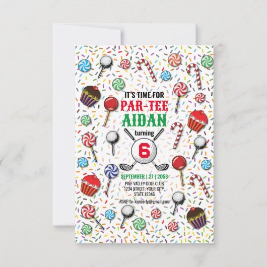 Aangepaste Golf Verjaardag Par-T-shirt Design Kaart (Voorkant)