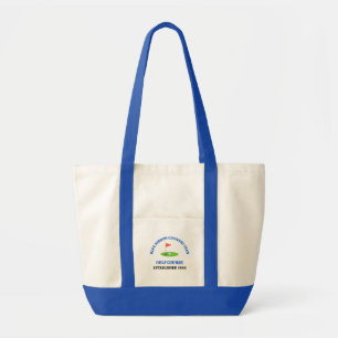 Aangepaste golfbaan of countryclub blauw tote bag