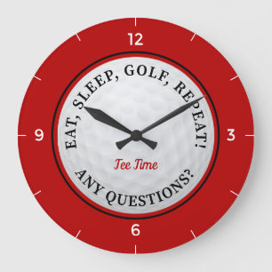 Aangepaste golfbal sport quote golfer rood zwart grote klok