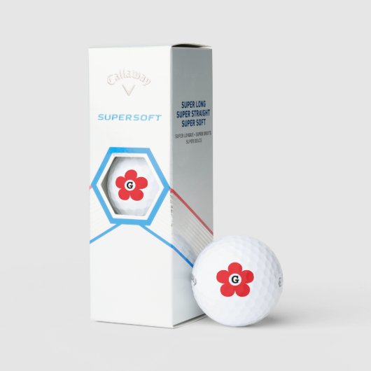 Aangepaste golfballen met rode bloem monogram logo (Verpakking)