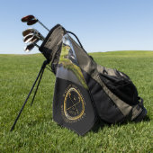 Aangepaste golfclub naam en foto zwart en goud golfhanddoek (Groen)