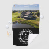 Aangepaste golfclubnaam en zwart-witfoto golfhanddoek (Insitu)
