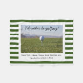 Aangepaste golfen golf foto groen & witte strepen fleece deken (Voorkant (Horizontaal))
