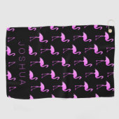 Aangepaste golfhanddoek met neonroze flamingo-afdr (Horizontaal)