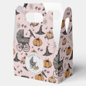 Aangepaste Gothic Roze Baby Carriage Halloween Bedankdoosjes (Geopend)