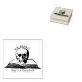 Aangepaste gotische schedel ex libris bibliotheek  	rubberstempel (Gestempeld)