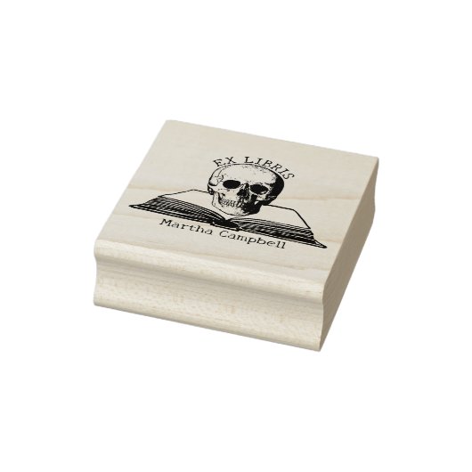 Aangepaste gotische schedel ex libris bibliotheek  	rubberstempel (Stempel)