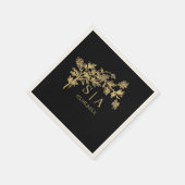 Aangepaste goud folie luxe botanische monogram mod servet (Hoek)