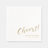 Aangepaste Goud & Wit Trouwservetten - Proost! Servet (Voorkant)