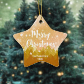 Aangepaste goudbruine sneeuwkerstster keramisch ornament