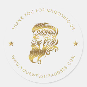 Aangepaste Gouden Barber Logo Aangepaste Typografi Ronde Sticker