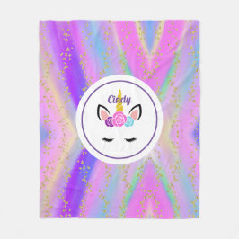 Aangepaste gouden bespikte kleurrijke Unicorn Fleece Deken