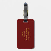 Aangepaste gouden bladeren op rood Bagagelabel (Achterkant verticaal)