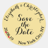 Aangepaste gouden bruidbruine bruistocht sparen de ronde sticker (Voorkant)