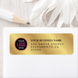 Aangepaste gouden Business Logo Retour Adreslabel Etiket